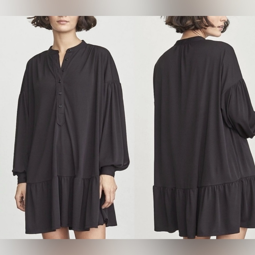 Elizabeth And James Tunic Mini Dress Women’s XL Black Ruffled Hem Bohemian